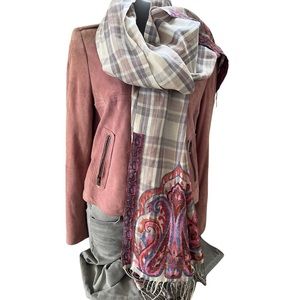Embroidered Wool Plaid Scarf Moroccan Hippie/Boho